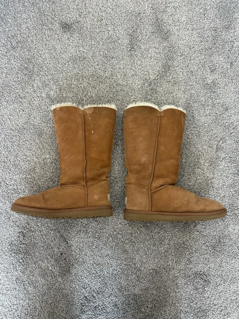 Women's Tall Suede UGG Boots with Button Trim - Chestnut - Picture 2 of 4